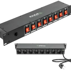 Finale Aktion 19zoll Steckdose 8-fach Steckdosenleiste mit 8x Netzschalter 250V 12A Racksteckdose