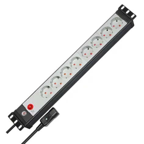 19zoll Steckdose 8-fach Steckdosenleiste mit Netzschalter 250V 16A Racksteckdose mit IEC320 Stecker Sofort Bestellen