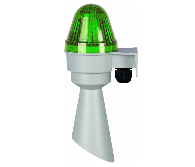 Garantierte Lieferung 230V Hupe Signalgeber Signalhupe mit Blitzlicht IP65 Alarmgeber Grün