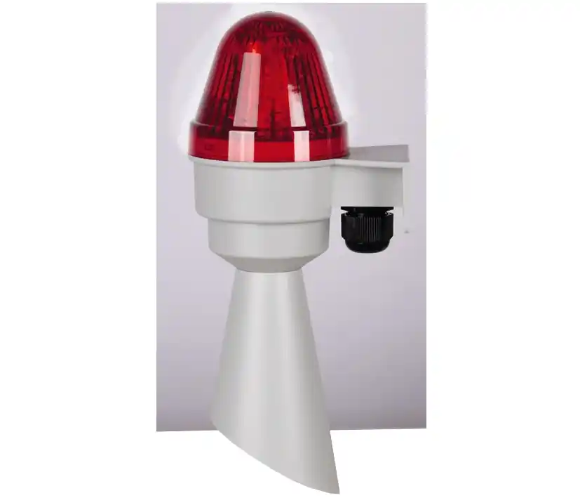 Großhandel 230V Hupe Signalgeber Signalhupe mit Blitzlicht IP65 Alarmgeber ROT