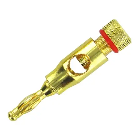 4mm Bananenstecker vergoldet mit rotem Ring Markenprodukt