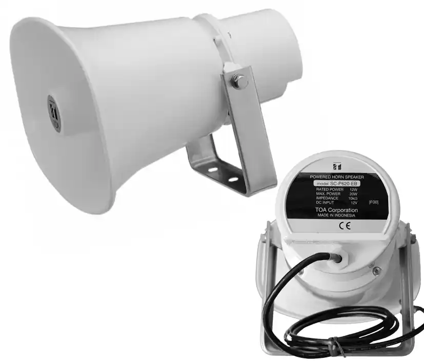 Aktiver Outdoorlautsprecher 25W mit Verstärker 12VDC aktiver IP65 Hornlautsprecher SC-P620EB Markenware