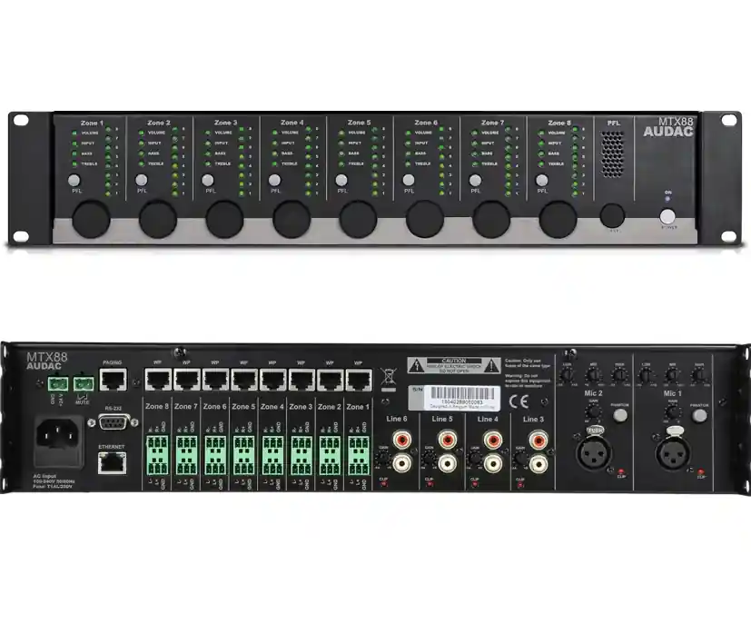 Audac MTX88 Audiomatrix 8x8 Multiroom 8xInp 8xOutp LAN-Schnittstelle und Audac-Touch APP Saisonangebot