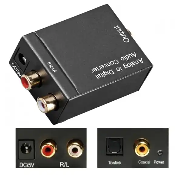 Audio Konverter Analog Cinch auf Digital Toslink Koax AD-Wandler SPDIF inkl Netzteil Wochenendangebot