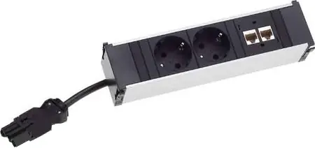 Bachmann Steckdosenleiste 2f. 333.1008 Konferenzdose 2x230V 2xRJ45 LAN Dose Tischdose Im Trend