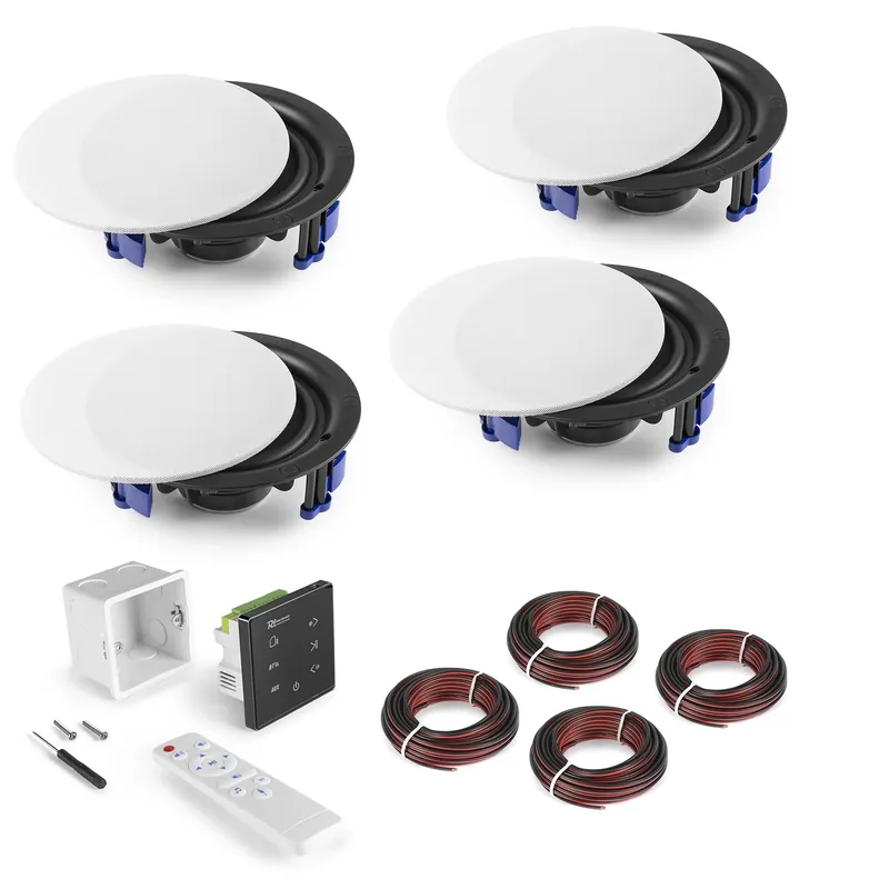 Direktkauf Badradio Küchenradio Verstärker 2x40W mit Bluetooth USB mit 4x 210mm Deckenlautsprecher Fernbedien