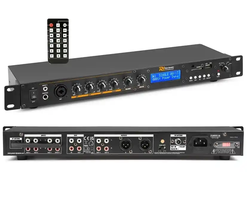 Bluetooth Empfänger mit USB SD MP3 Player UKW und Mischpult 1HE 19"-Rackeinbau 6-Eingänge Ausverkauf