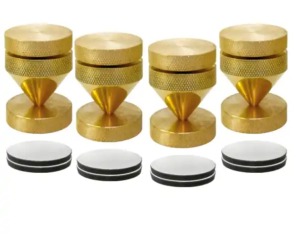 Kostenloser Rückversand Boxenfuss SPIKES 4er SET Kegel Pyramide Messing Füße