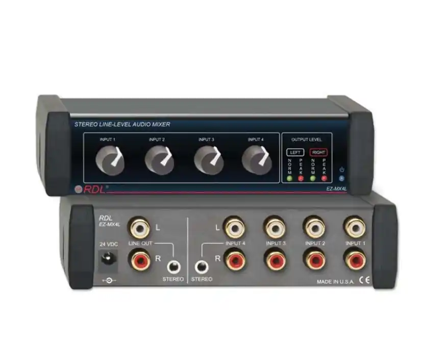 Saisonangebot Cinchsplitter Vorverstärker Cinchverteiler 4xStereo-Eingang auf 1x Stereo-Ausgang mit Regler und VU-Meter