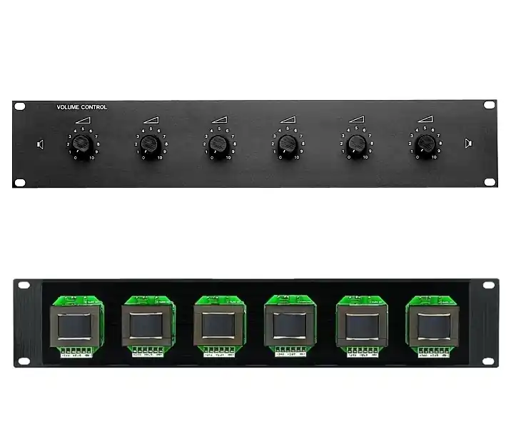 ELA Lautstärkeregler 6-fach 100V Regler 6x120/180Watt 19zoll 2HE Blende Neuheit