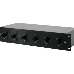ELA Lautstärkeregler 6-fach 100V Regler 6x5/10Watt 19zoll 2HE Gehäuse Black Saisonangebot
