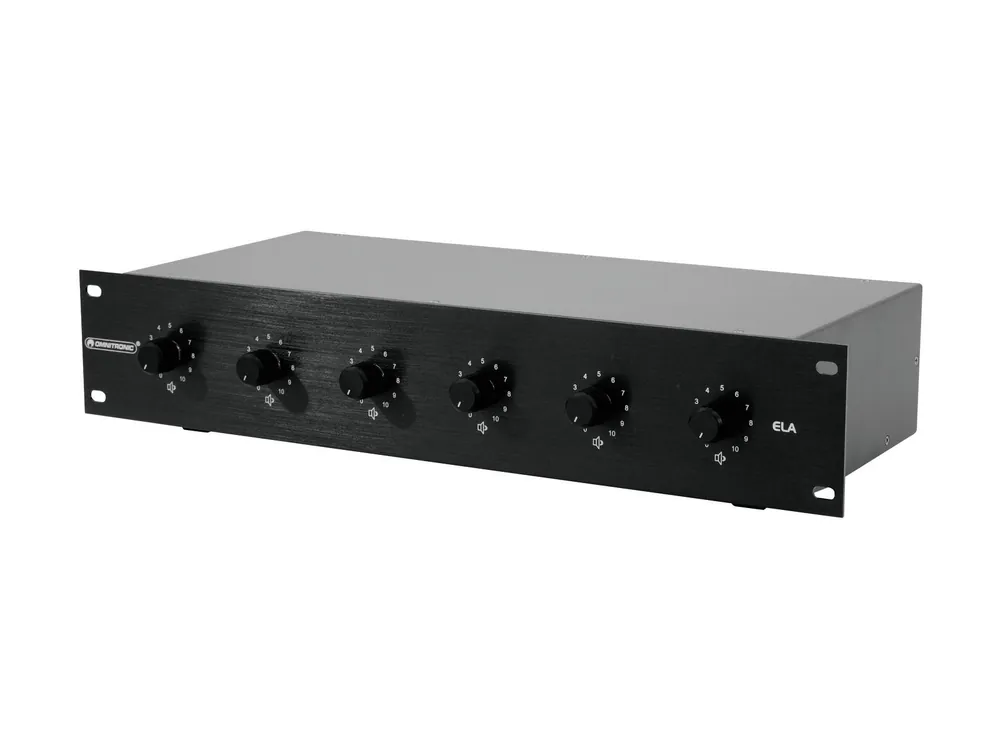 ELA Lautstärkeregler 6-fach 100V Regler 6x5/10Watt 19zoll 2HE Gehäuse Black Saisonangebot