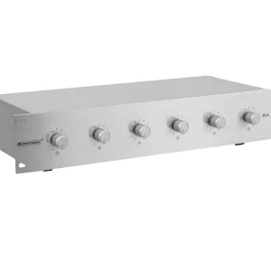 ELA Lautstärkeregler 6-fach 100V Regler 6x5/10Watt 19zoll 2HE Gehäuse Silber Heißes Angebot