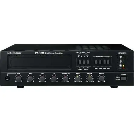 ELA Verstärker 170W 4-Zonen Schalter PA1200 mit Gong Sirene 5 Eingänge 230V+24VDC Eingang Finale Aktion