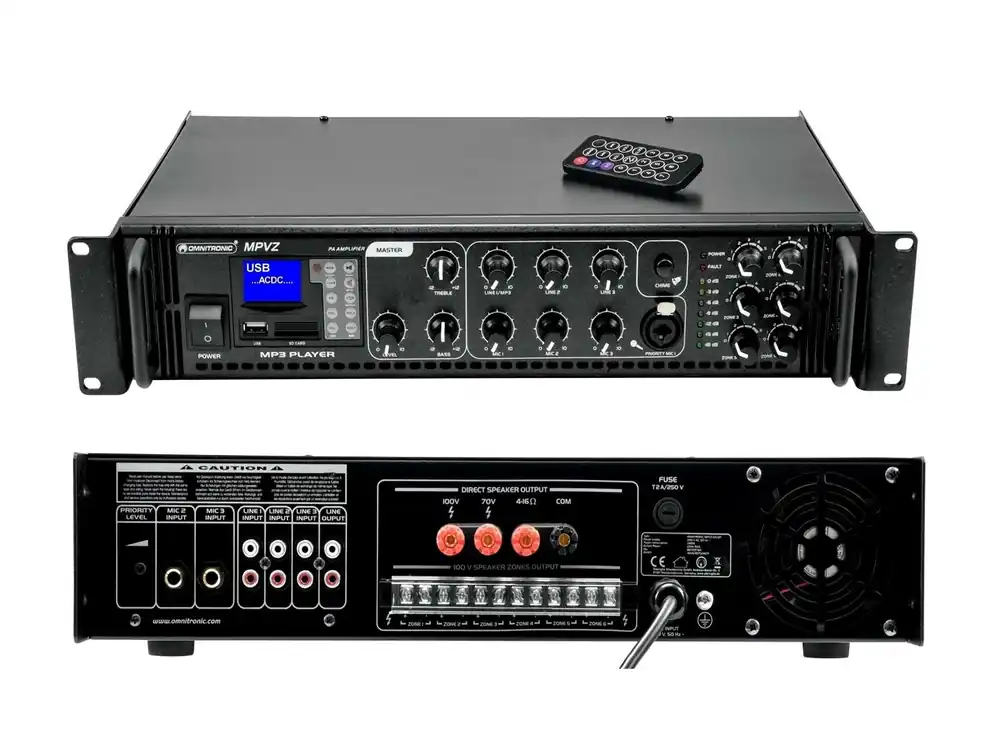 Ausverkauf ELA Verstärker 360/180W 6-Zonen Regelung MP3-Player 100V 4-16ohm MPVZ