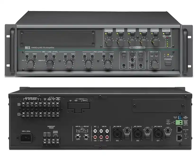 ELA Verstärker 360W 5-Zonen Regelung VLA240C 5Eingänge 100V und 4-8ohm ELA Zentrale Zertifiziert