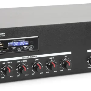 ELA Verstärker 60/100W 230V+24V Eing Ausg 100V 4-8-16-ohm Bluetooth USB SD Slot MP3 Player 3xMikro-Eing Sonderangebot