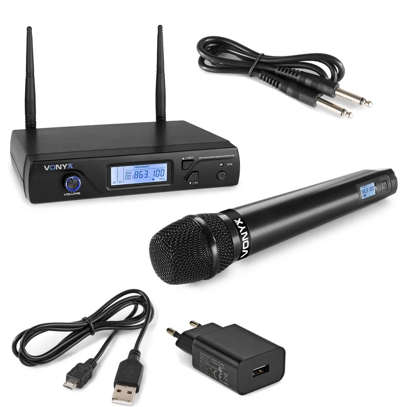 Funkmikrofon Set VHF 863Mhz 1K Empfänger mit 1x Funkmikro Netzteil Antennen VHF61 Großhandel