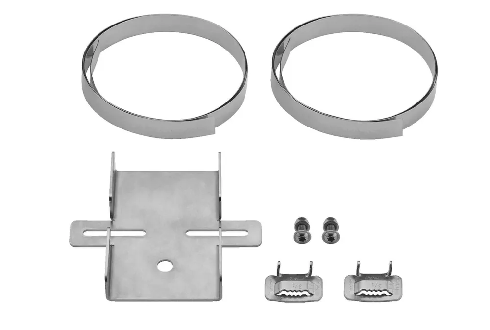 Masthalter 145x130mm für Rohre Masten bis 300mm V2A Ausführung samt Stahlbänder Preisreduziert