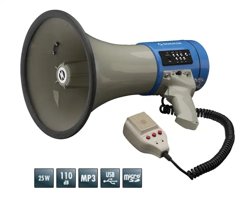 Super-Preis Megafon TM17M 25W Megaphon mit Sirene USB Micro-SD MP3-Player