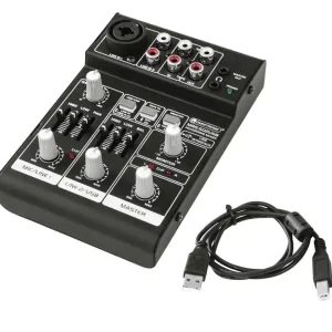 Mischpult Mixer 3-Kanal Cinch und Mikrofoneingang mit USB Soundkarte Recording-Mixer Knallerangebot