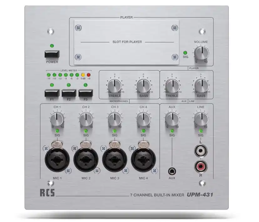 Mischpult Mixer 7-Kanal für den Wandeinbau Bedientableau UPM431 Zertifiziert