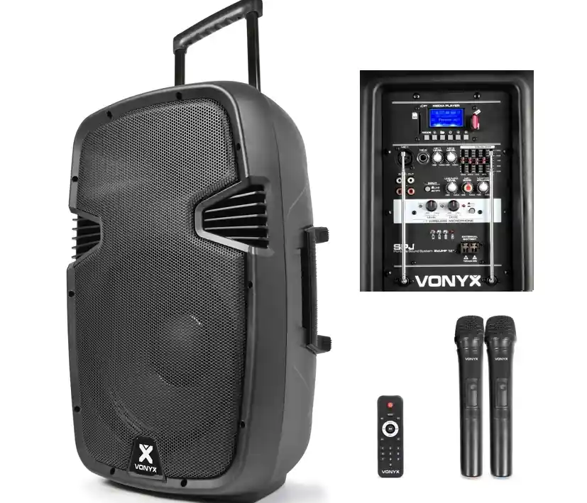 Jetzt Bestellen Mobile Musikanlage 12zoll 500W Verstärker mit Bluetooth USB-Player Funkmikrofon und AUX Eingang