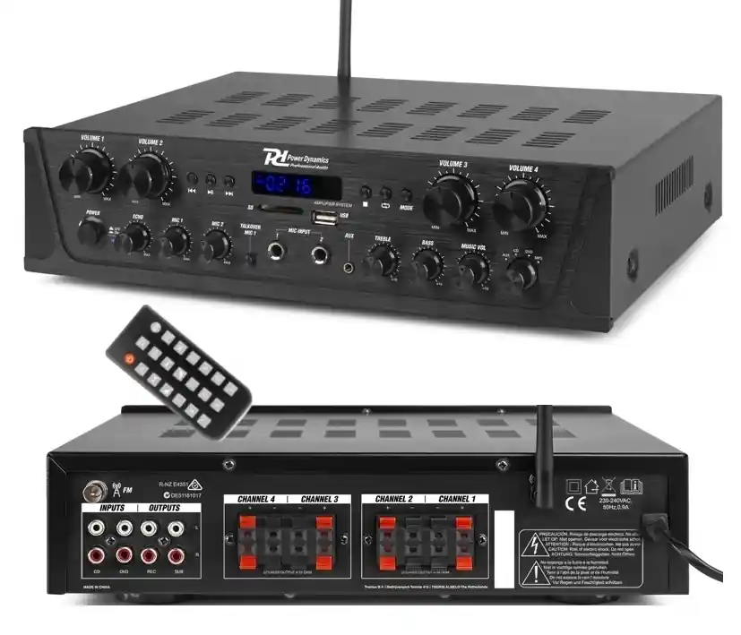 Markenware Multiroom Verstärker 8x50W 4-Zonen Verstärker mit UKW USB SD Bluetooth