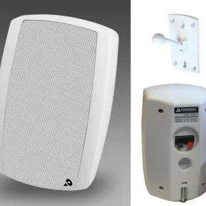 Outdoor Wandlautsprecher 45Watt mit 100V ELA Übertrager und Kugelkopfhalterung JD20TW Neodym Weiss Direktkauf