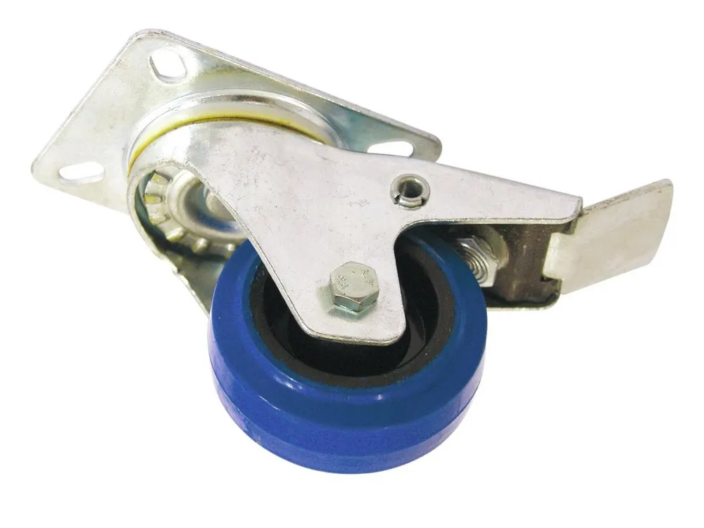 Hochwertig Rolle Lenkrolle 80mm mit Bremse blaue Transportrolle