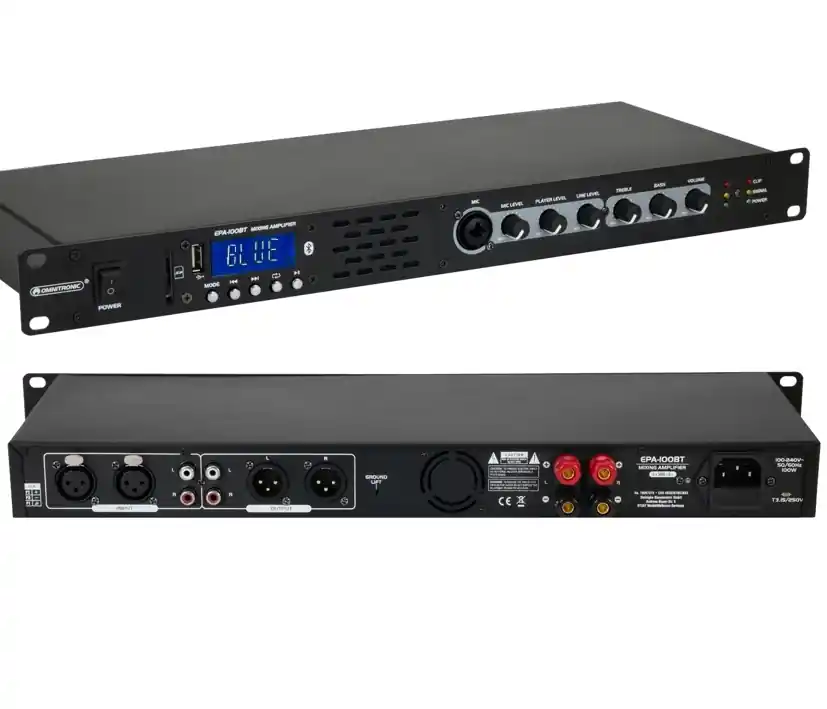 Sichere Zahlung Stereo Verstärker 2x50W Mischverstärker 19zoll Endstufe mit USB+SD Bluetooth Audioplayer