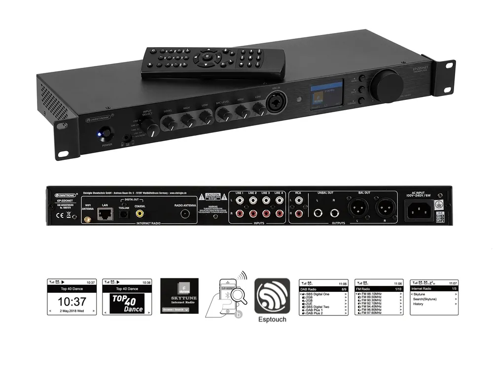 Günstig UKW Tuner DAB+ Radio Webradio WLAN LAN mit APP und Bluetooth EP220NET Netzwerkplayer