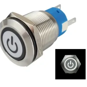 Hochwertig 22mm Taster Vollmetall mit EIN-AUS Symbol und LED Beleuchtung IK9 Vandalensicher