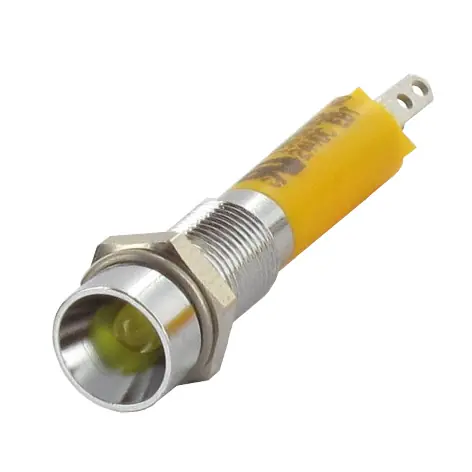 Top-Seller 24V Signallampe 24V LED 3mm Gelb Kopf-DM 7mm Fassung Innenreflektor Chrom