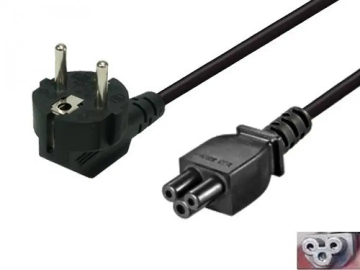 2m Netzkabel 3pol Schutzkontakt auf IEC320 C5 MickyMaus Stecker Highlight