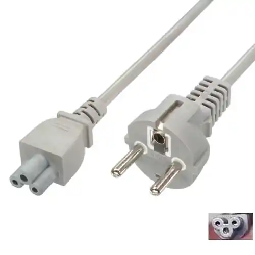 2m Netzkabel Grau Schutzkontaktstecker auf IEC320 C5 MickyMaus Stecker Top-Preis