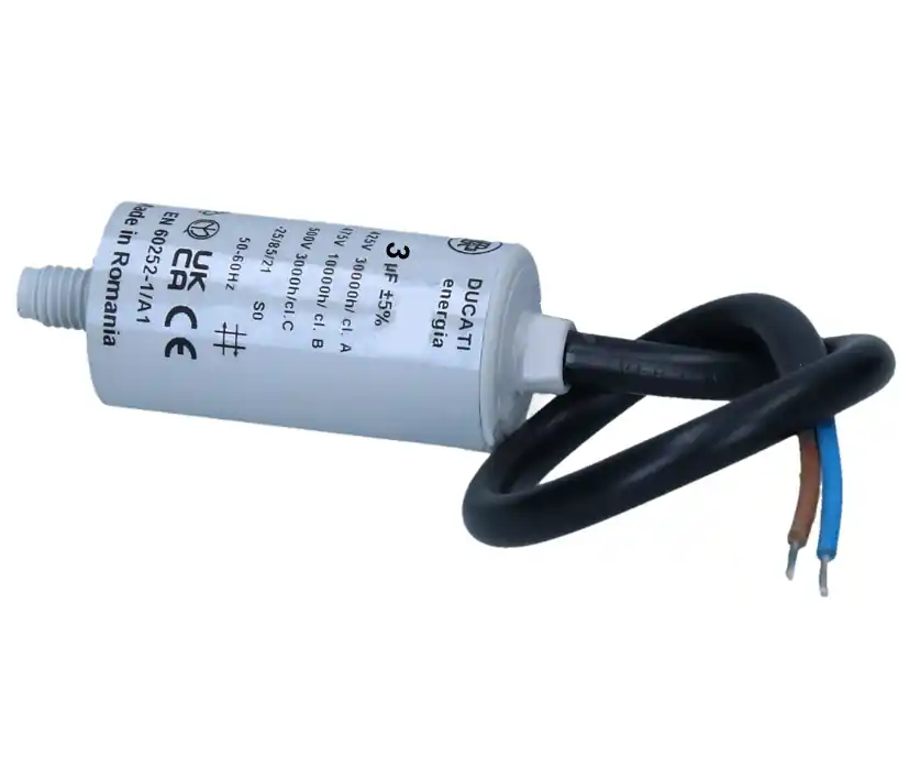 3uF Motorkondensator MKP 3uF 475V 25x50-68mm mit 240mm Litzenkabel Preis Gesenkt