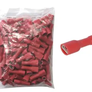 4,8mm Flachsteckhülse ROT vollisoliert -- 100er Pack -- Bestseller