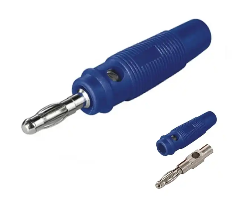 4mm Bananenstecker Blau gummiert Lamellenkontakt Aktuell