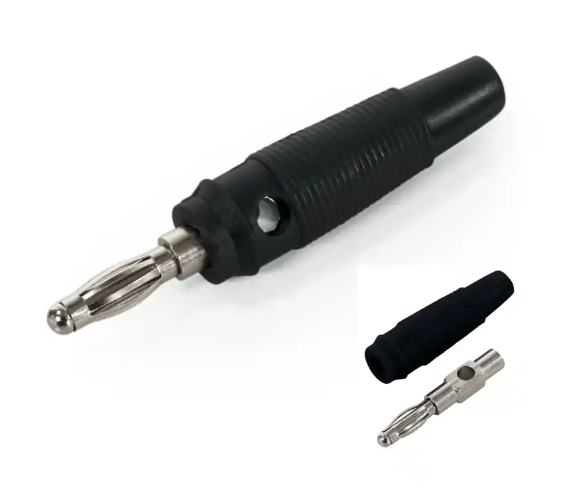 4mm Bananenstecker Schwarz gummiert Lamellenkontakt Im Trend