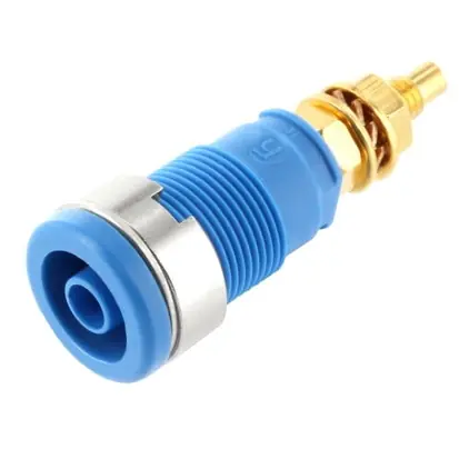 Handgefertigt 4mm Bananenbuchse bis 32A Blau Polklemme vergoldet M4 Sicherheits-Laborbuchse SEB2600G