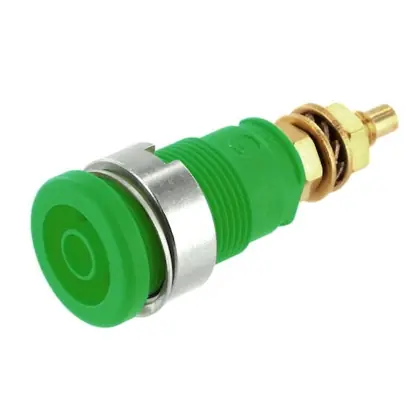 Bestseller 4mm Bananenbuchse bis 32A Grün Polklemme vergoldet M4 Sicherheits-Laborbuchse SEB2600G