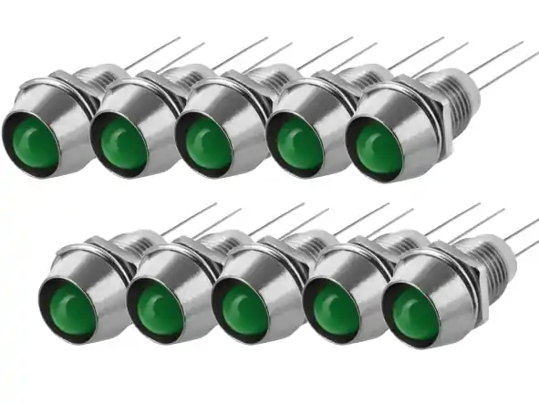 5mm LED Fassung mit 5mm LED Grün 10-Stück Pack Super-Preis