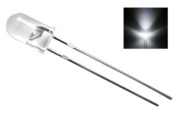Hochwertig 5mm LED Weiss Kaltweiss 16000mcd extrem hell 15grad 3,2V 20mA