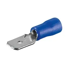 Exklusiv 6,3mm Flachstecker BLAU Teilisoliert -- 100er Pack --
