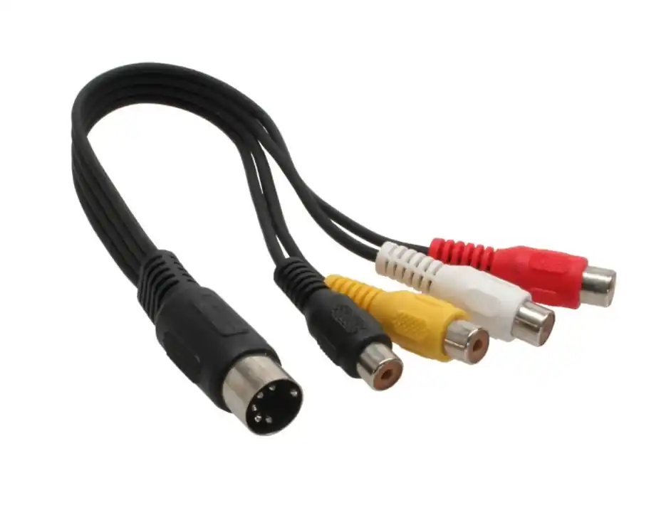 DIN Audioadapter 5pol DIN Stecker auf 4x Cinchkupplung Echt