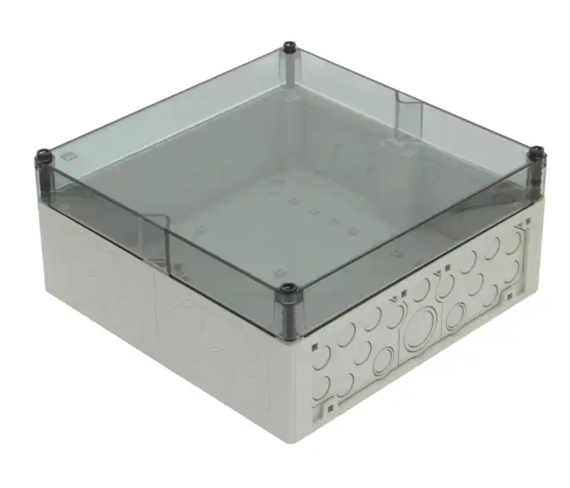 Neu Installation Verteiler 300x300x132mm Verteilerkasten AKL mit Klarsichtdeckel und Stopfen