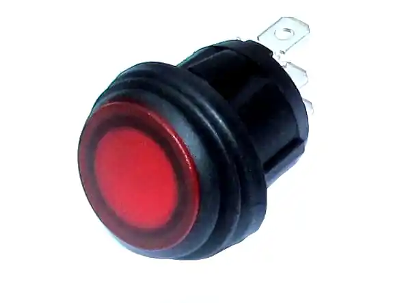 Günstig IP65 Schalter 10A Wippschalter RUND 25mm mit 230V Beleuchtung ROT Netzschalter