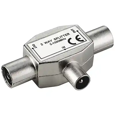 Koaxadapter Koax T-Stück IEC Splitter Stecker auf 2x Koaxbuchse Neu