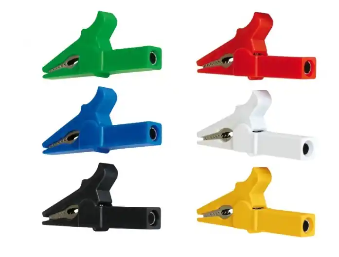 Im Trend Krokodilklemmen Kroko SET 6 Stück Rot Schwarz Blau Gelb Grün Weiss